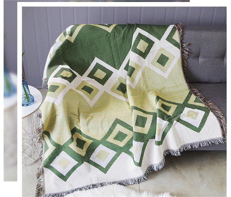 Green simple fashionable single person sofa blanket carpet tapestry,130*160cm