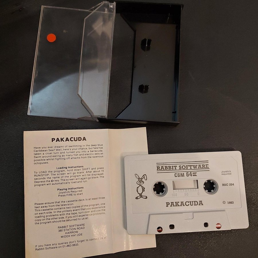 PAKACUDA / Commodore 64 C64 kassettband / FUNKTIONSTESTAT