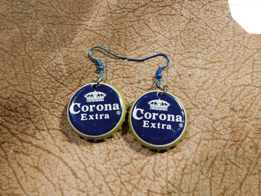 Corona Extra Örhängen Återbruk Örhängen Handarbete