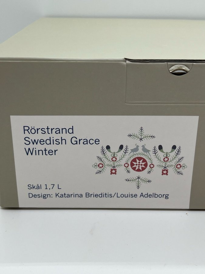 Obs ny! Stor Rörstrand Swedish Grace Winter jul Skål 1,7 Liter. Med kartong.