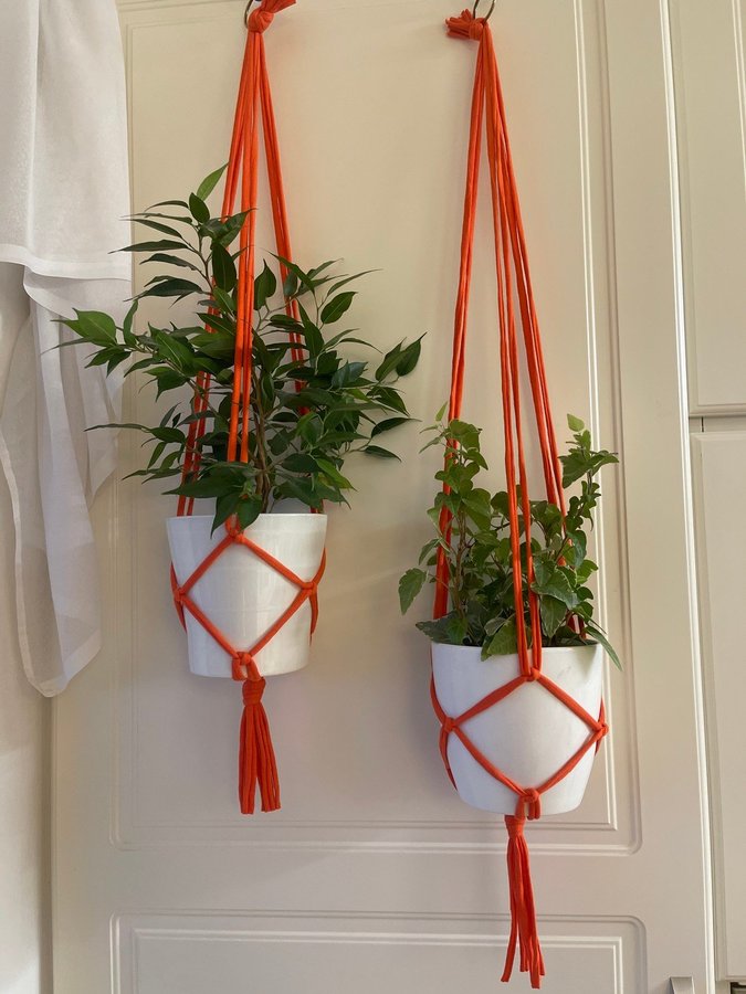 Amplar för blomkrukor orangea makramé växt plants (13-15 cm)