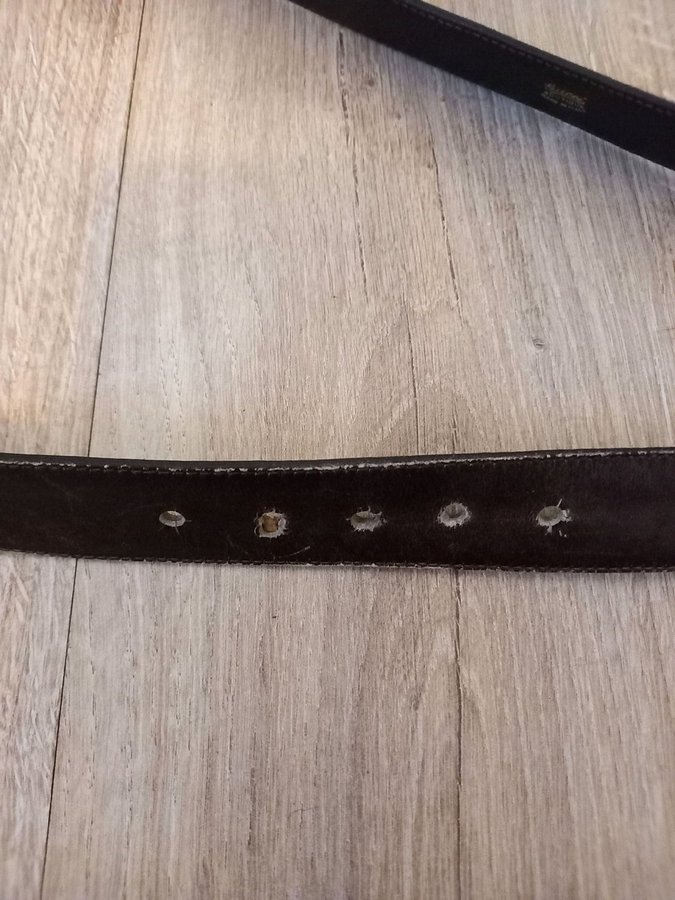 Vintage Gucci Made in Italy brunt äkta skinn skärp bälte strl 85 34