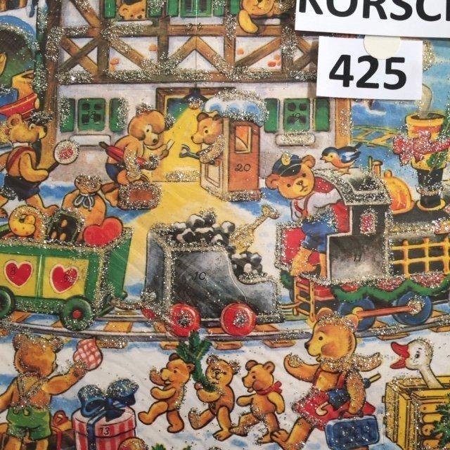 Adventskalender KORSCH 425: Nalle-tåg STOR KVADRAT=30x28cm1990-2006