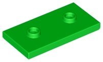 Bright Green Plate Modified 2 x 4 with 2 Studs (Double Jumper) - LEGO - 65509