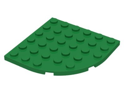 Green Plate Round Corner 6 x 6 - LEGO - 6003