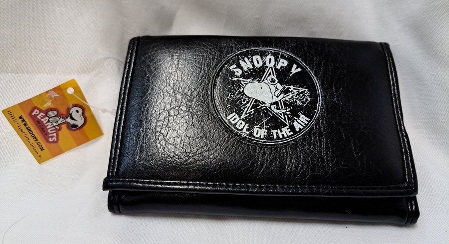 Plånbok i svart läder Snoopy Peanuts Idol of the air leather wallet