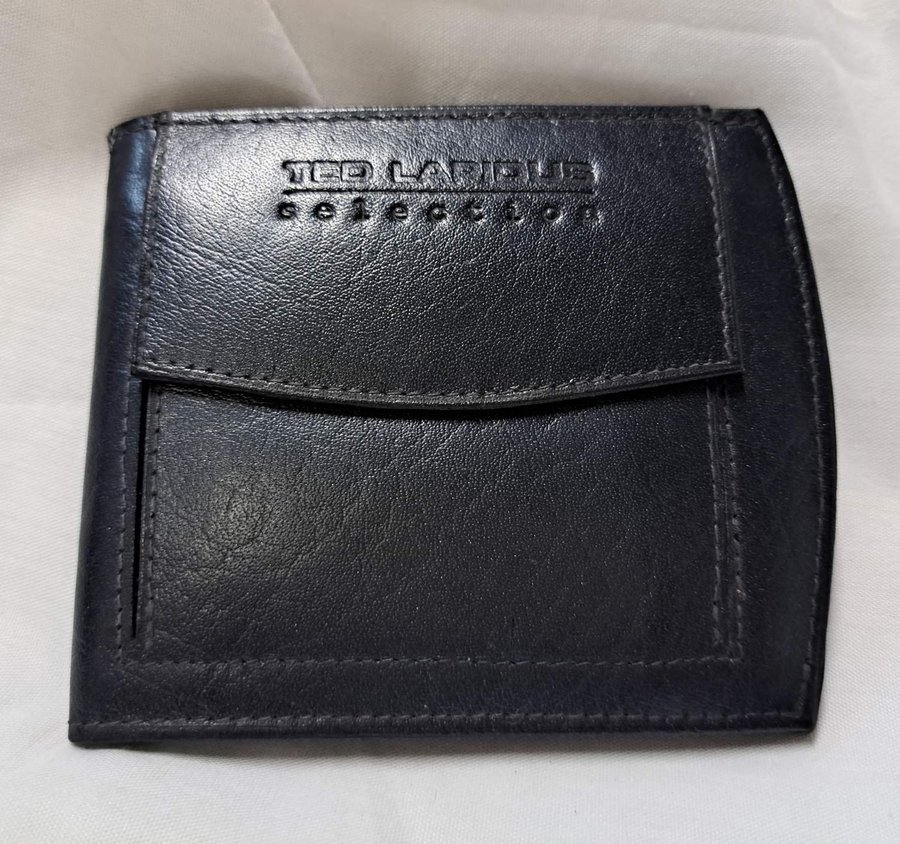 Vintage Blå läderplånbok med mynthållare / Blue leather wallet with coin holder