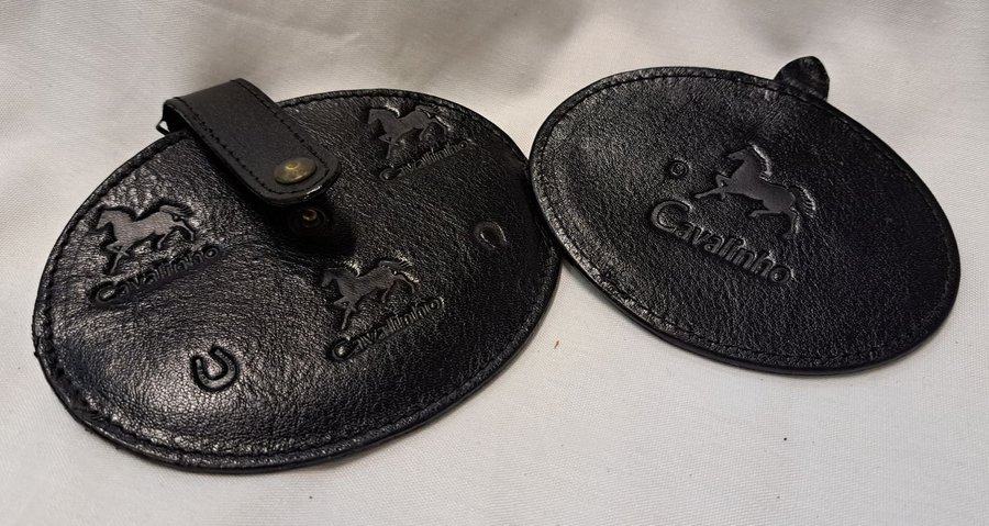 Vintage Resväska spegel på svart läder plånbok / Suitcase mirror Genuine Leather