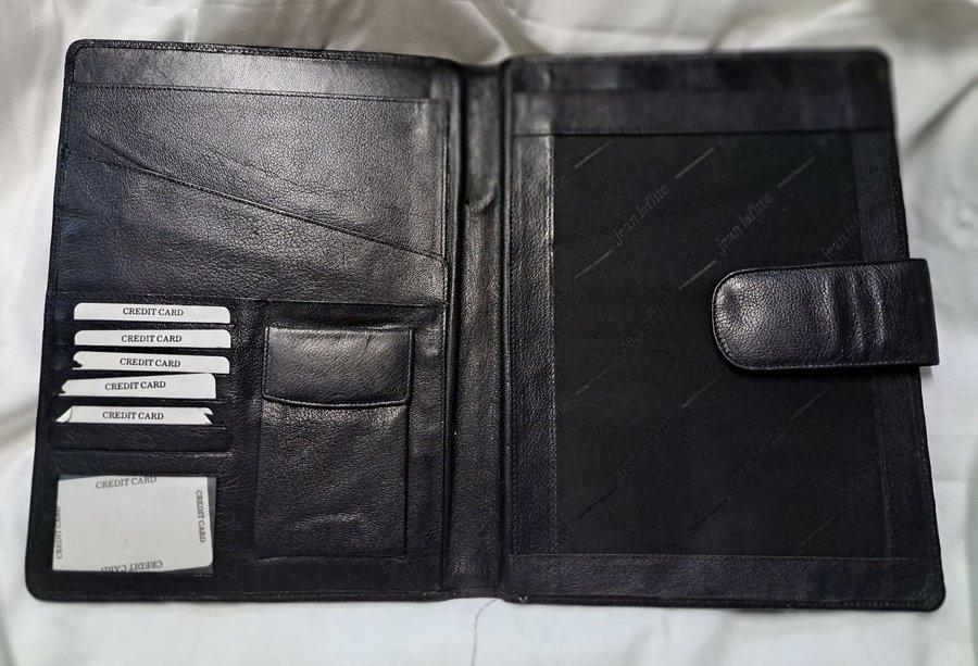 Vintage Dokumentmapp i svart läder / Black leather document folder