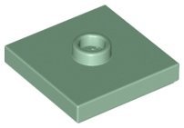 Sand Green Plate Modified 2 x 2 with Groove and 1 Stud - LEGO - 87580