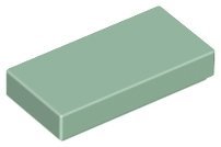 Sand Green Tile 1 x 2 with Groove - LEGO - 3069b