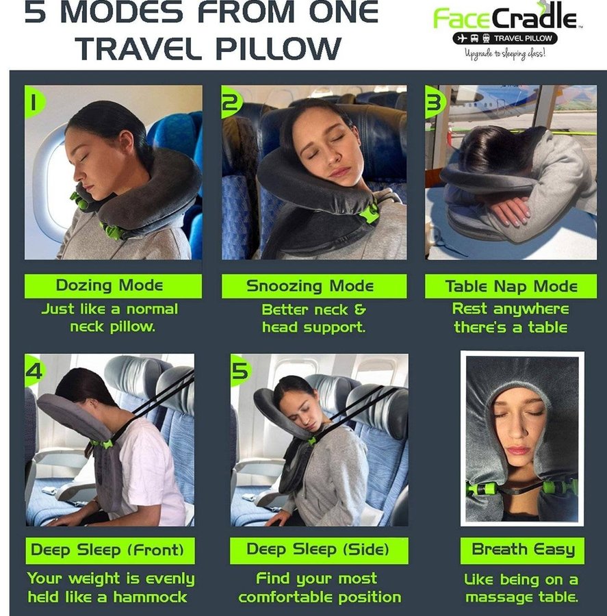 Resekudde Face Cradle Travel Pillow