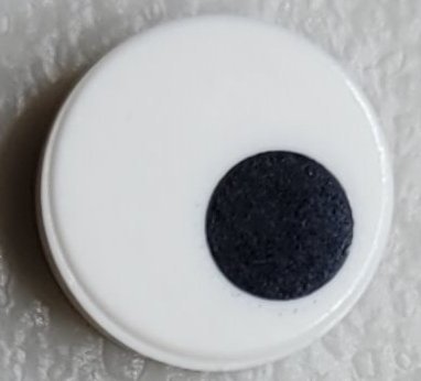 White Tile Round 1 x 1 with Small Black Circle - LEGO - 98138pb265