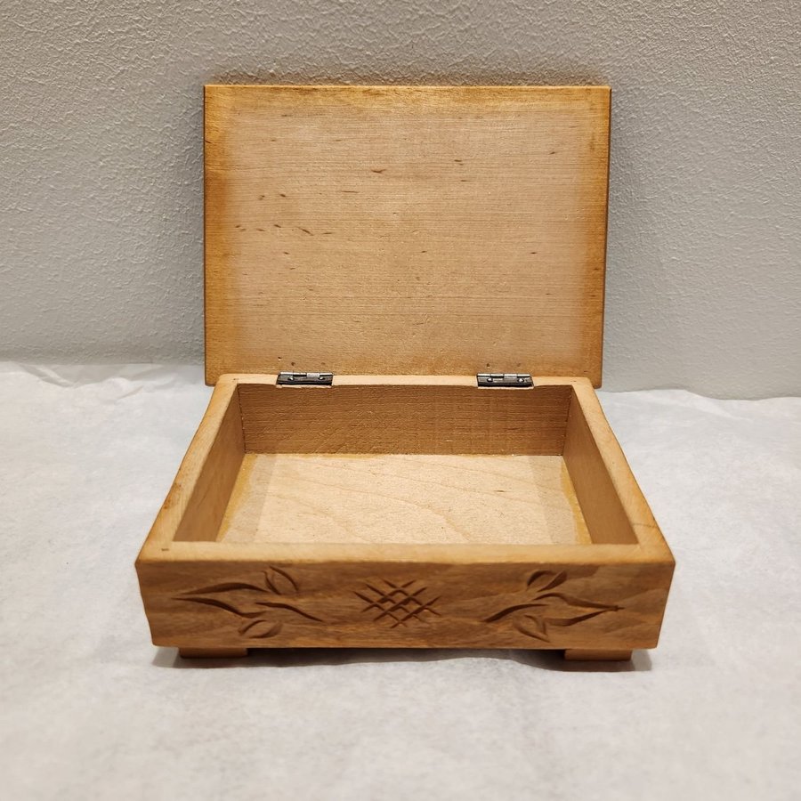 Handmade Wooden Trinket Jewelry Box Gnarps Kyrka Carved Top Svenska Kyrkan