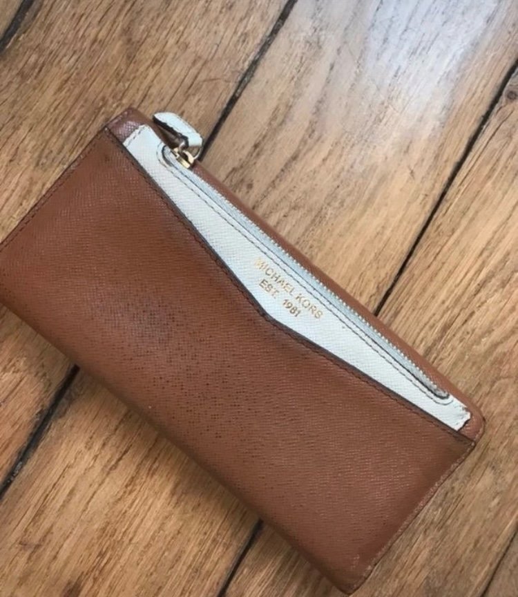 Michael Kors, plånbok, unisex, beige, vit, blå, skinn, läder, plånboken