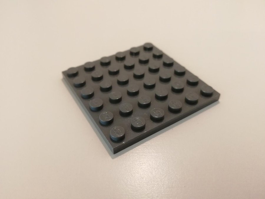 Lego - platta - plate - 6x6 - part 3958 - mörkgrå (bluish)