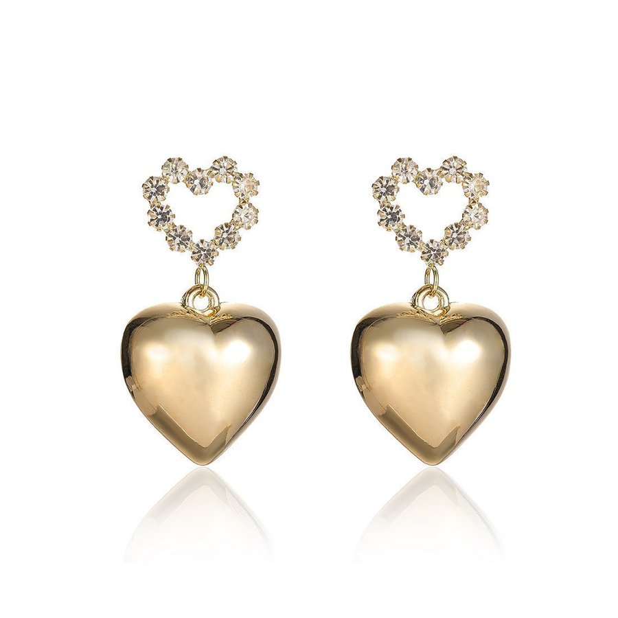 Tredimensionella hjärtformade örhängen Double Heart Drop Dangle örhängen