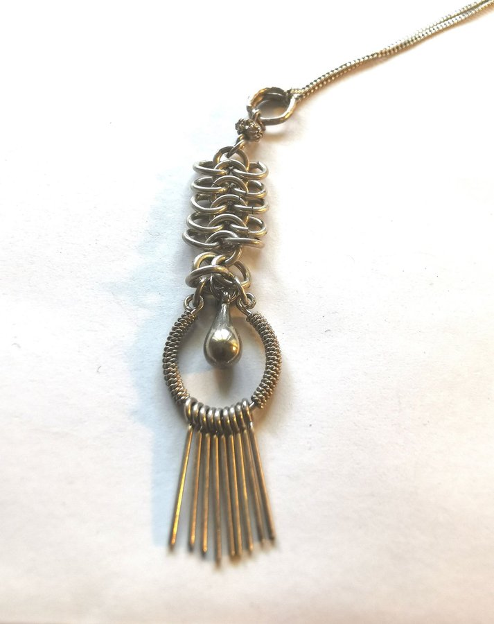 Silver halsband 60 cm lång Lång handgjort hänge