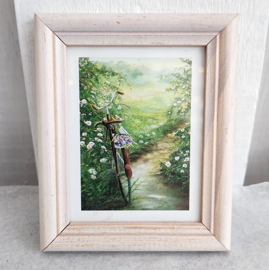 Vintage Bicycle Wildflowers Meadow Path Mini Framed Artwork