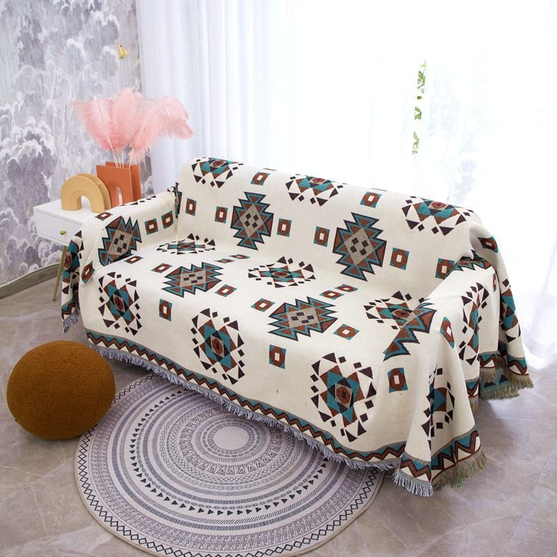 Geometric sofa dustproof thread blanket bedroom carpet tapestry gift,130*180cm