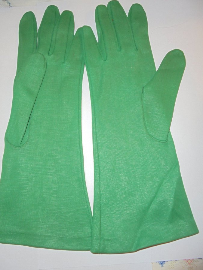 handskar gröna nylonhandskar vintage 60-tal