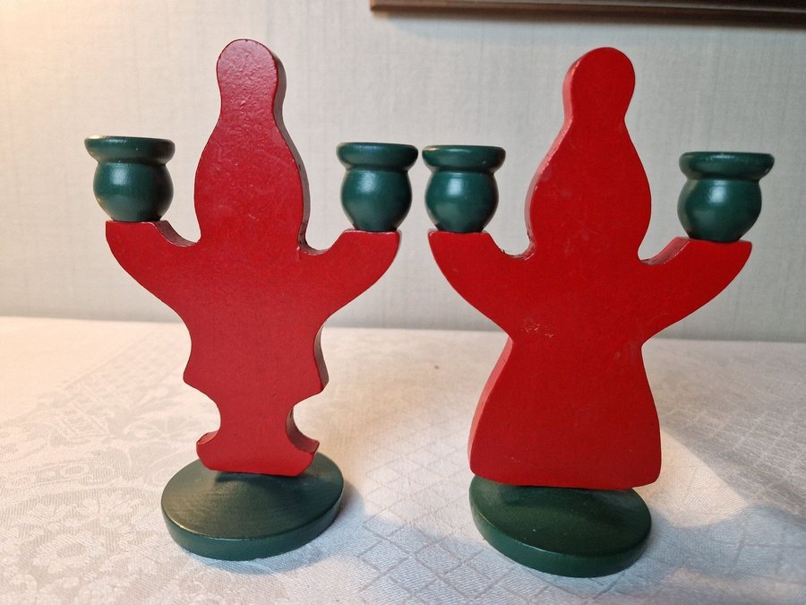 2 st tomtar tomtemor ljusstakar julsgransljus Made in Sweden RETRO JUL ADVENT