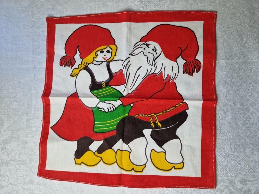 Fin liten duk dansande tomtar RETRO VINTAGE JUL ADVENT