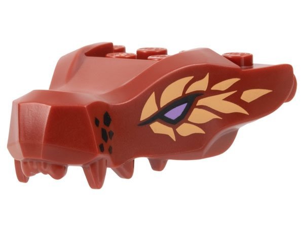 Dark Red Dragon Head (Ninjago) Jaw with 2 Bar Handles on Back - LEGO - 72362pb07