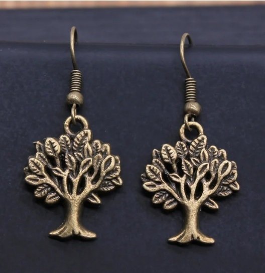 Söta örhängen tree of love vintage antik boho tibetsilver frukt träd natur retro