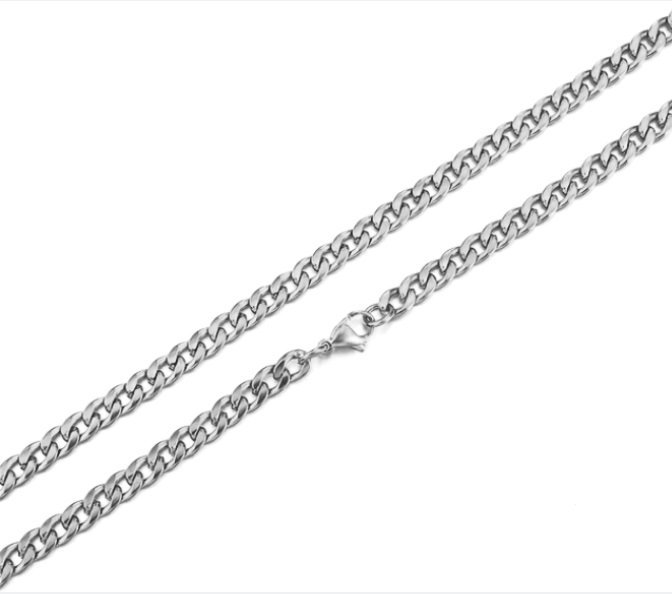 60cm 3mm kedja silver länk halsband stål kedjelänk pläterad pansar nickelfri