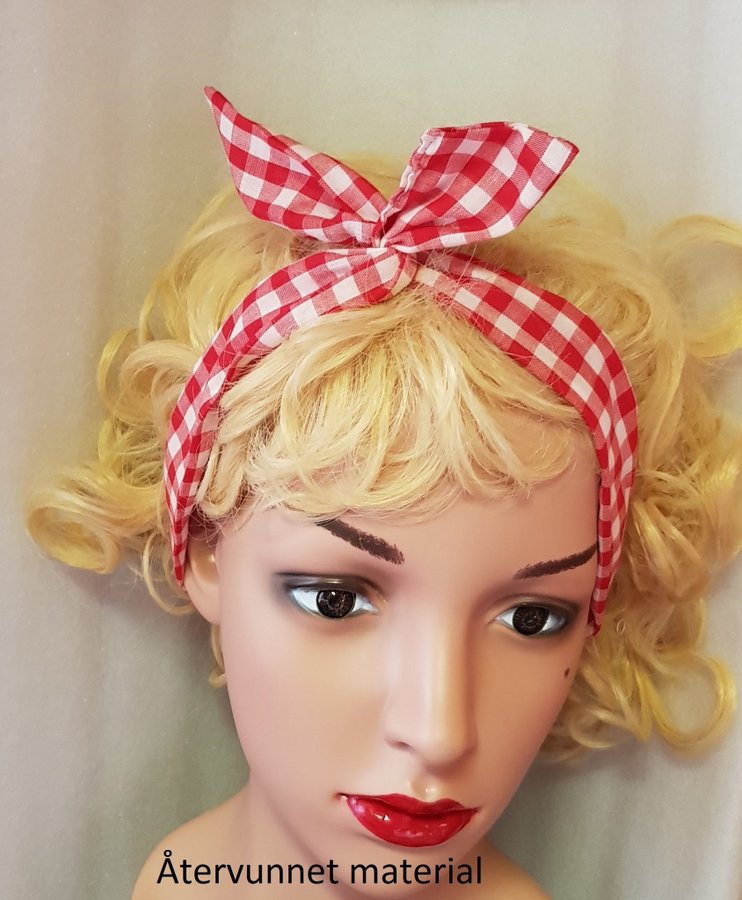 Hårband vitt/röd rutigt Rockabilly Pinup Dita