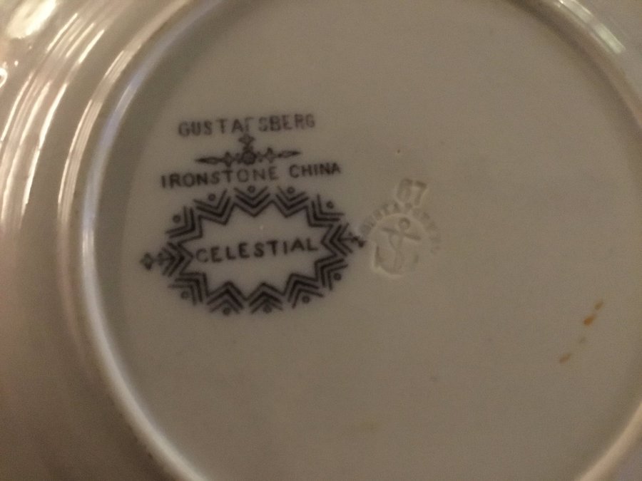 GUSTAFSBERG IRONSTONE CHINA ” CELESTIAL ” Tillv 1867