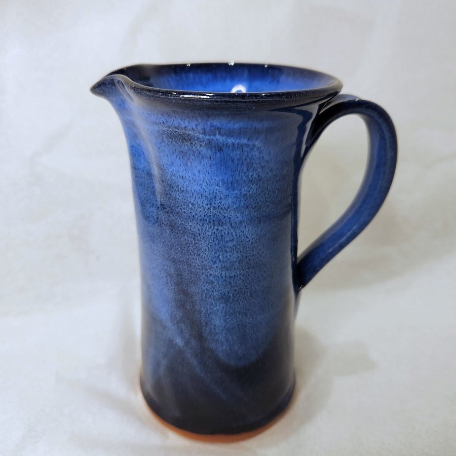 Navy  Cobalt Blue Ceramic Pitcher Handcrafted Pottery Beautifully Glazed