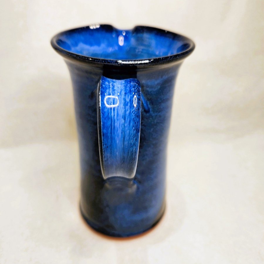 Navy  Cobalt Blue Ceramic Pitcher Handcrafted Pottery Beautifully Glazed
