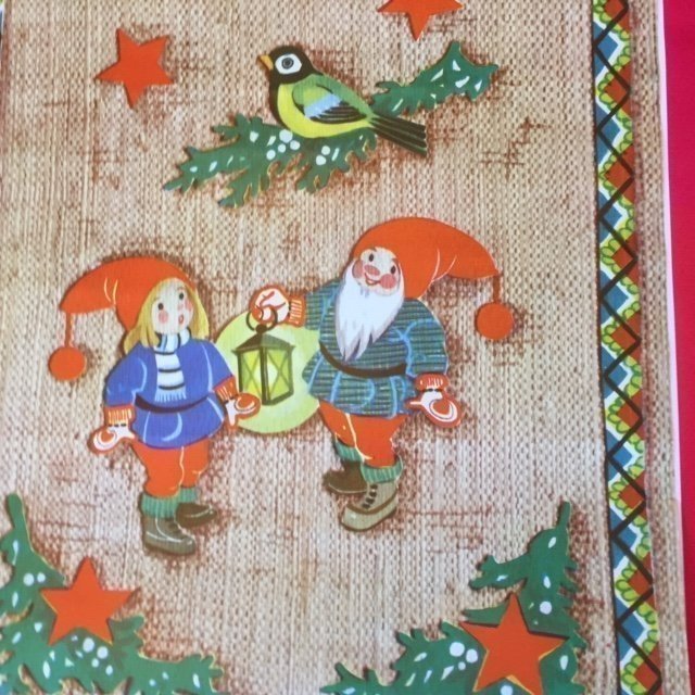 Två jul-dukar / löpare Äkta 1960-tal Pappersbonad c:a 30x90cm J2B