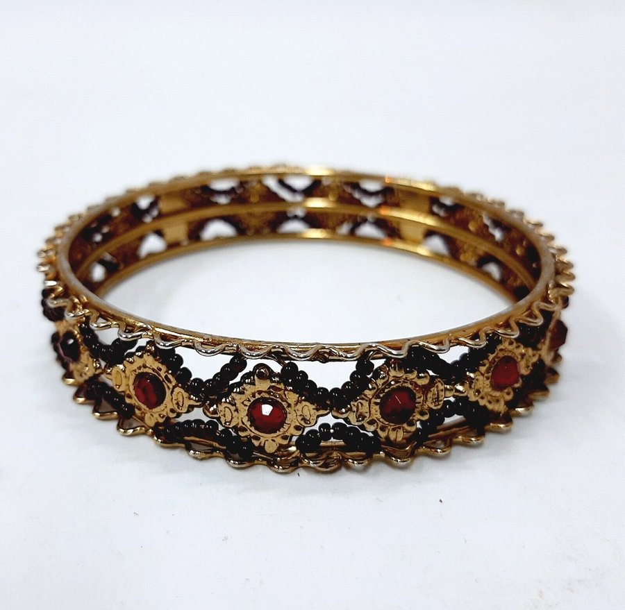 Vintage red rhinestones bangle bracelet (13)