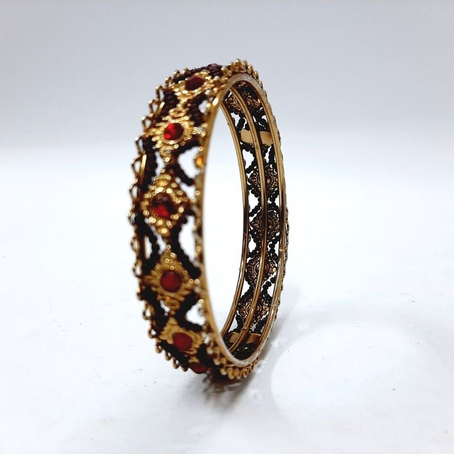 Vintage red rhinestones bangle bracelet (13)