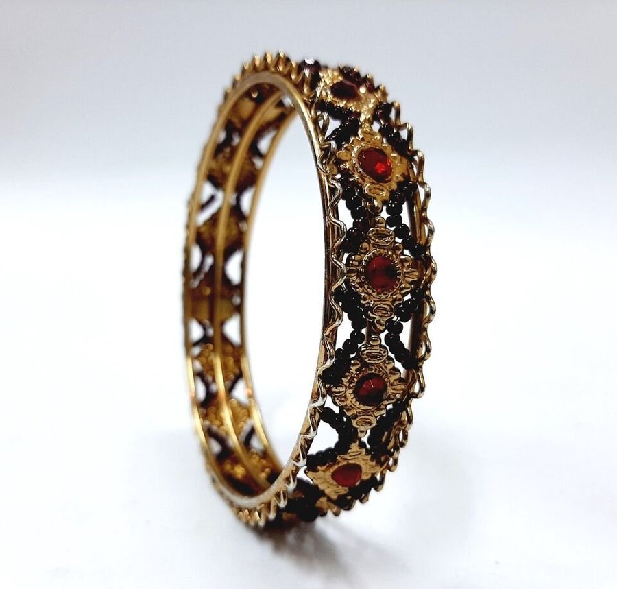 Vintage red rhinestones bangle bracelet (13)
