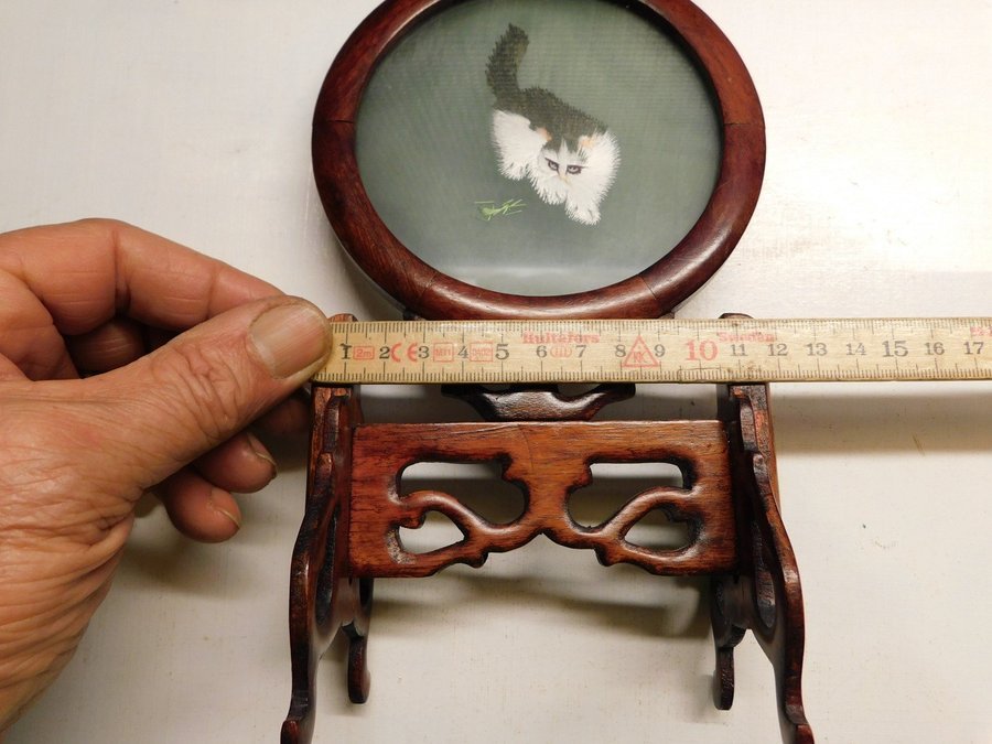 Katt Konst Dubbelsidigt SUZHOU Silkes Konst Antik Tidigt 1900 tal