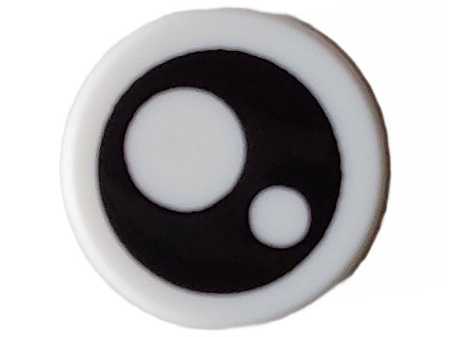 White Tile Round 1 x 1 with Black Eye with Pupil and Circle - LEGO - 98138pb367