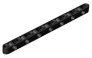 Black Technic Liftarm Modified Perpendicular Holes Thick 1 x 15 - LEGO - 71710