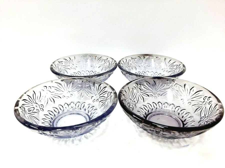 Four Vintage Pressed Purple Glass Dessert Bowls(22)