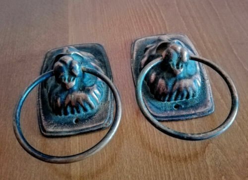 Pair of vintage cast iron lion head Towel rails