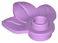 Medium Lavender Plant Plate Round 1 x 1 with 3 Leaves - LEGO - 32607