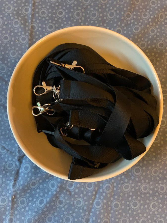 10 stycken Lanyard nyckelband säkerhetslås och hake svart