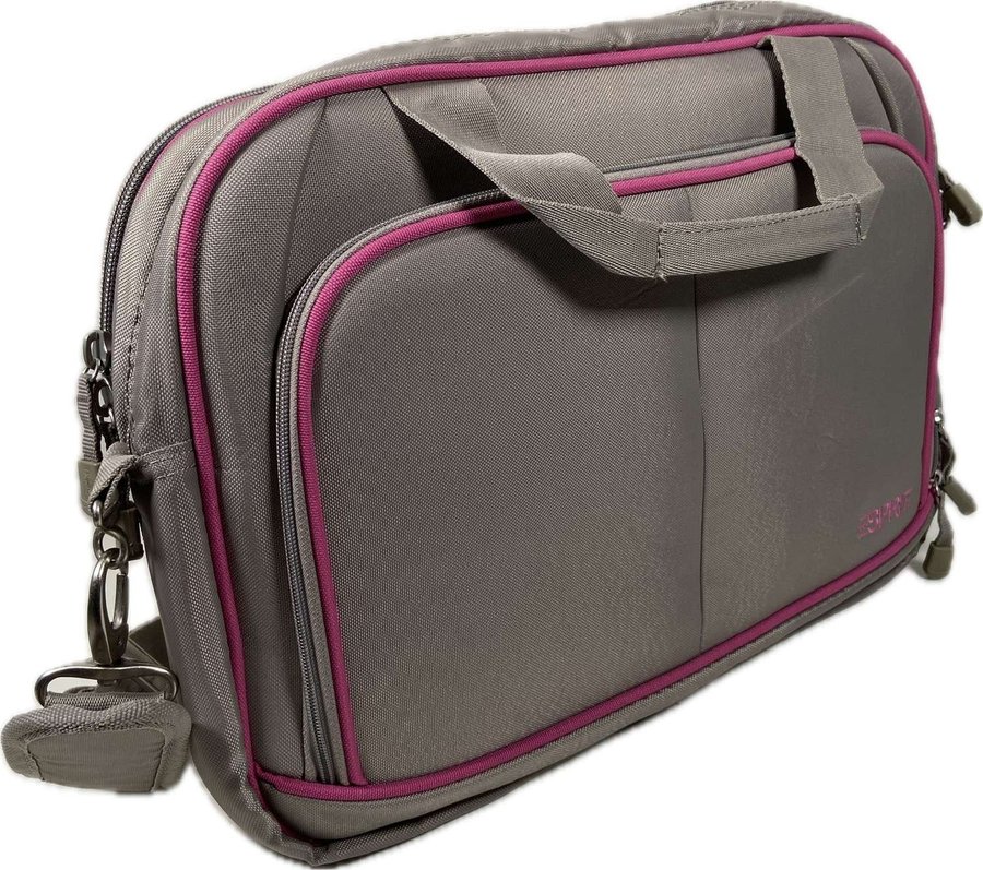 Esprit Dator Väska Grå/Rosa Laptop Case Carry-on Bag Axelremsveska