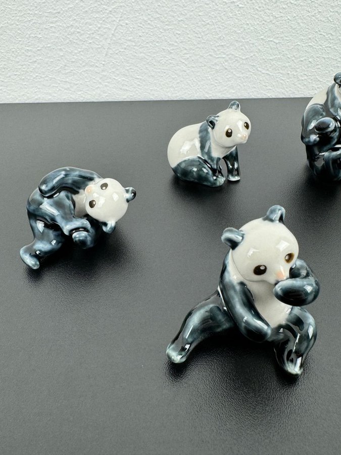 6 st Små Panda figuriner