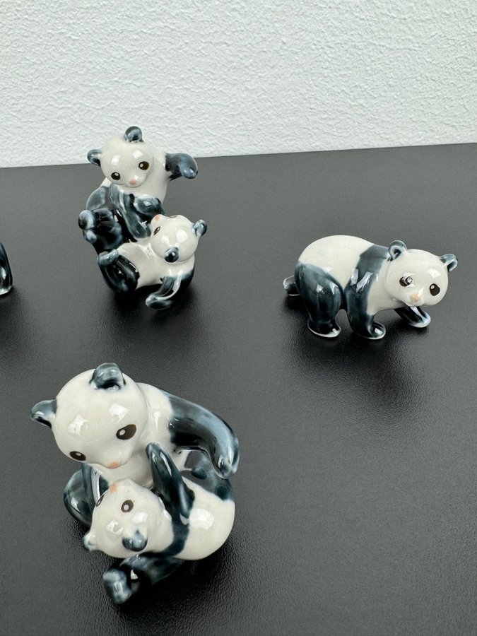 6 st Små Panda figuriner