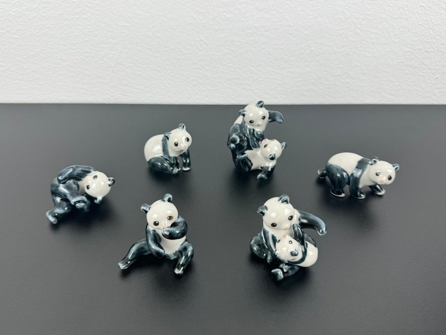 6 st Små Panda figuriner