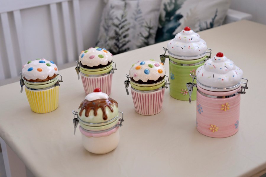 Cupcake burk porslin cafe förvaring kawaii bakverk inredning retro godis